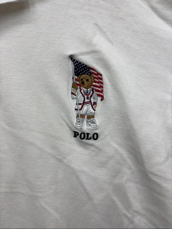 Polo by Ralph Lauren White Short-Sleeve Polo with Patriotic Bear Embroidery - Picture 2 of 6